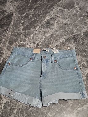 Levi's Light Blue Denim Rolled-Hem Kids' Shorts Adjustable Waist Stretch